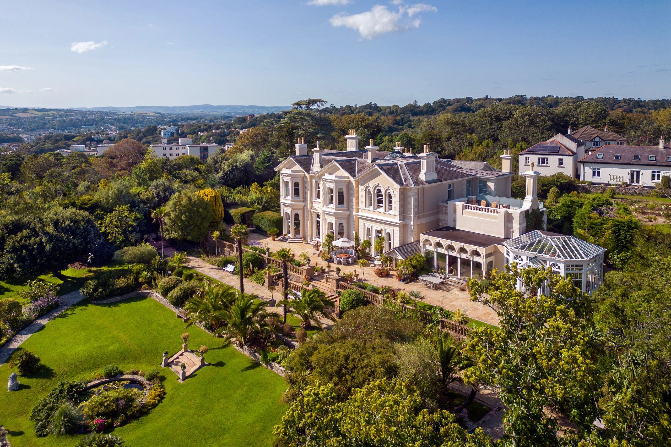 Wylam House from the air, overlooking Torbay